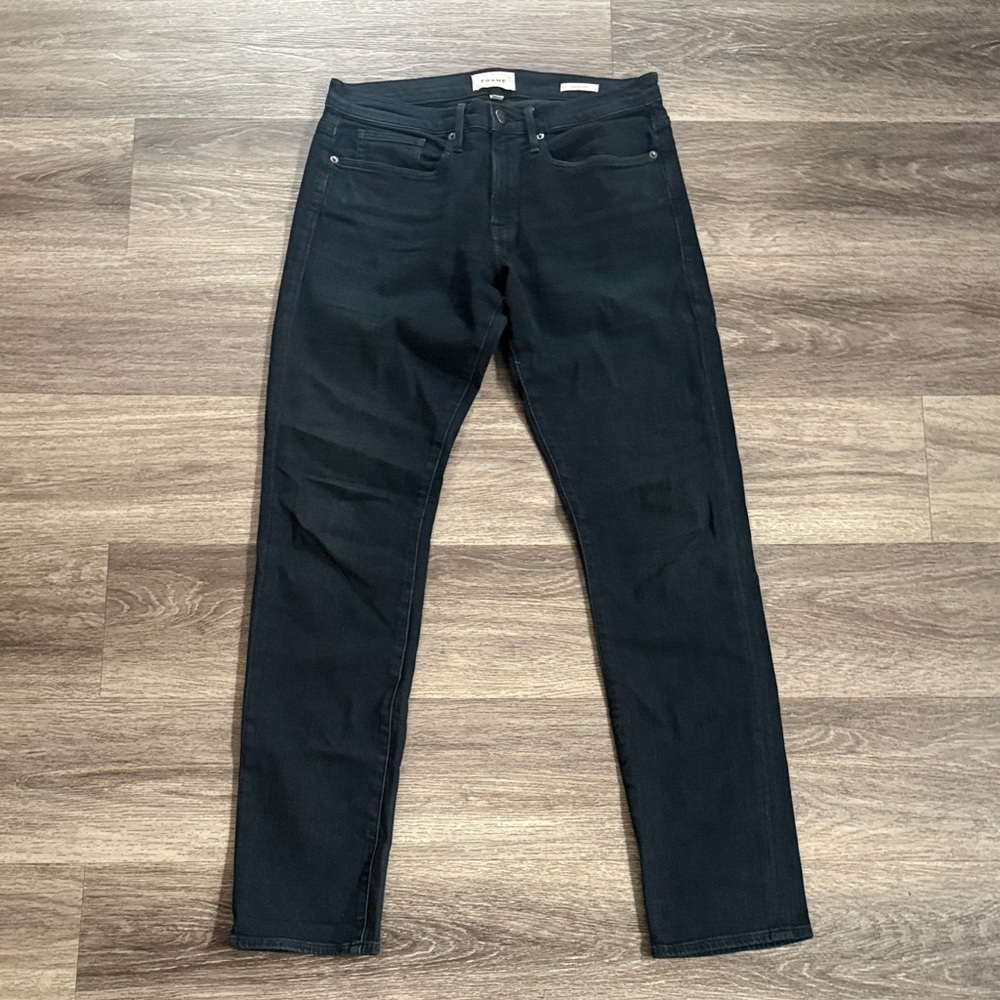 Frame Denim Men's Dark Jeans L’Homme Slim Denim 31X34 Straight leg Distressed